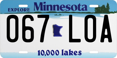 MN license plate 067LOA