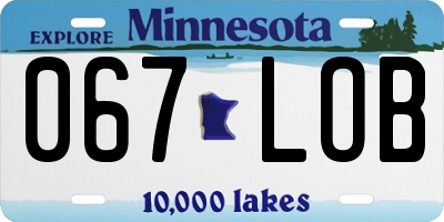 MN license plate 067LOB