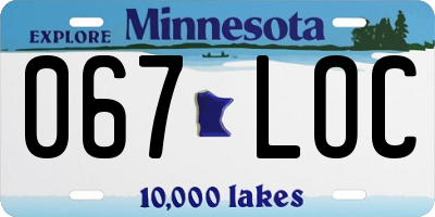 MN license plate 067LOC