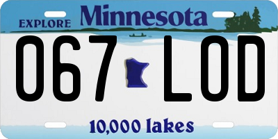 MN license plate 067LOD