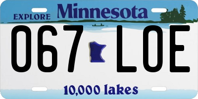 MN license plate 067LOE
