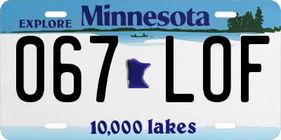MN license plate 067LOF