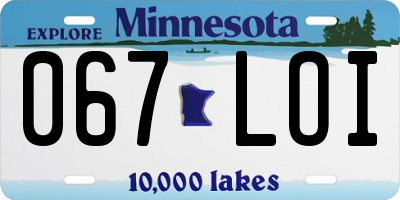 MN license plate 067LOI