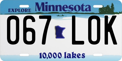 MN license plate 067LOK