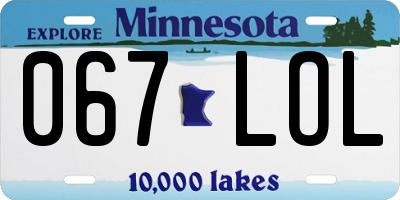 MN license plate 067LOL