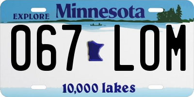 MN license plate 067LOM