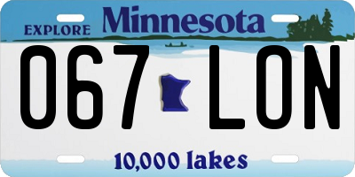 MN license plate 067LON
