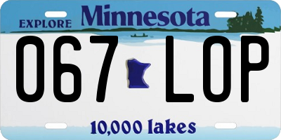 MN license plate 067LOP