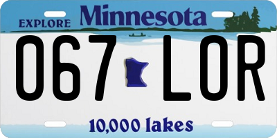 MN license plate 067LOR