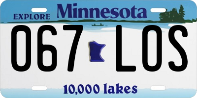 MN license plate 067LOS