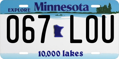 MN license plate 067LOU