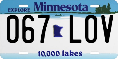 MN license plate 067LOV
