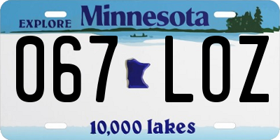 MN license plate 067LOZ