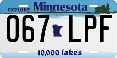 MN license plate 067LPF