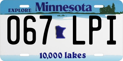 MN license plate 067LPI