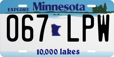 MN license plate 067LPW