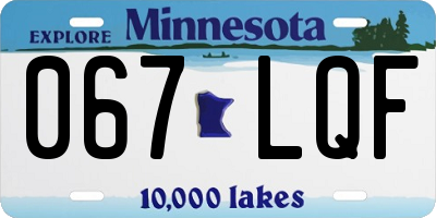 MN license plate 067LQF