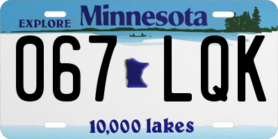 MN license plate 067LQK