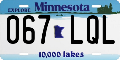 MN license plate 067LQL