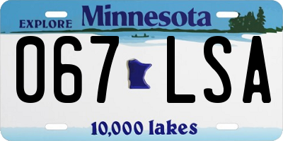 MN license plate 067LSA