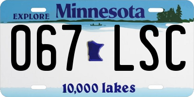 MN license plate 067LSC