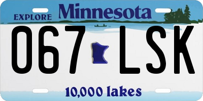 MN license plate 067LSK