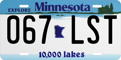 MN license plate 067LST