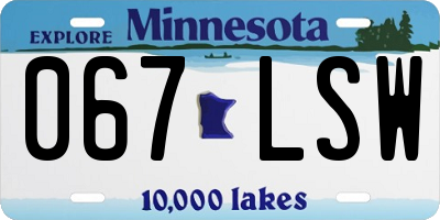 MN license plate 067LSW