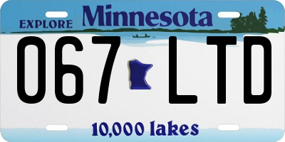 MN license plate 067LTD