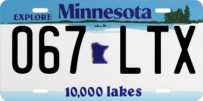MN license plate 067LTX