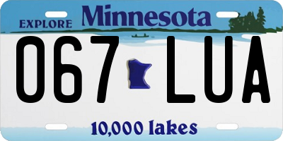 MN license plate 067LUA