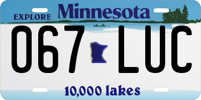 MN license plate 067LUC