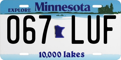 MN license plate 067LUF