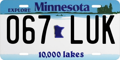 MN license plate 067LUK