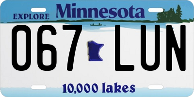 MN license plate 067LUN