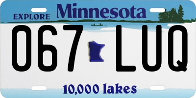 MN license plate 067LUQ