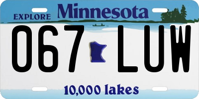 MN license plate 067LUW
