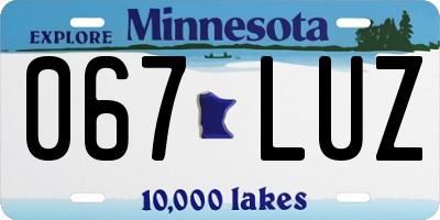 MN license plate 067LUZ