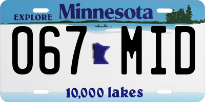 MN license plate 067MID