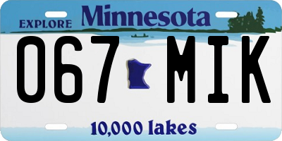 MN license plate 067MIK