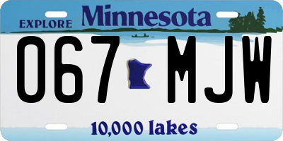 MN license plate 067MJW