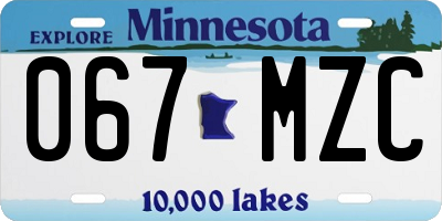 MN license plate 067MZC