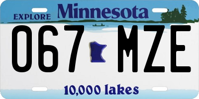 MN license plate 067MZE