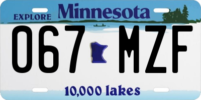 MN license plate 067MZF