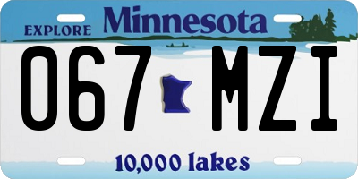 MN license plate 067MZI