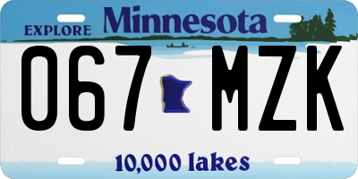 MN license plate 067MZK