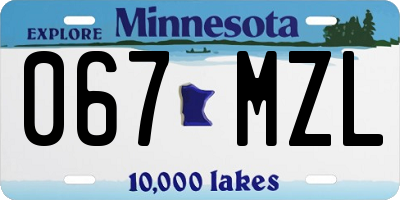 MN license plate 067MZL