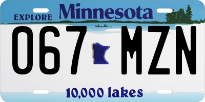MN license plate 067MZN