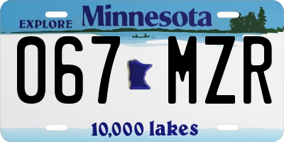 MN license plate 067MZR