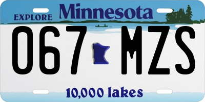 MN license plate 067MZS
